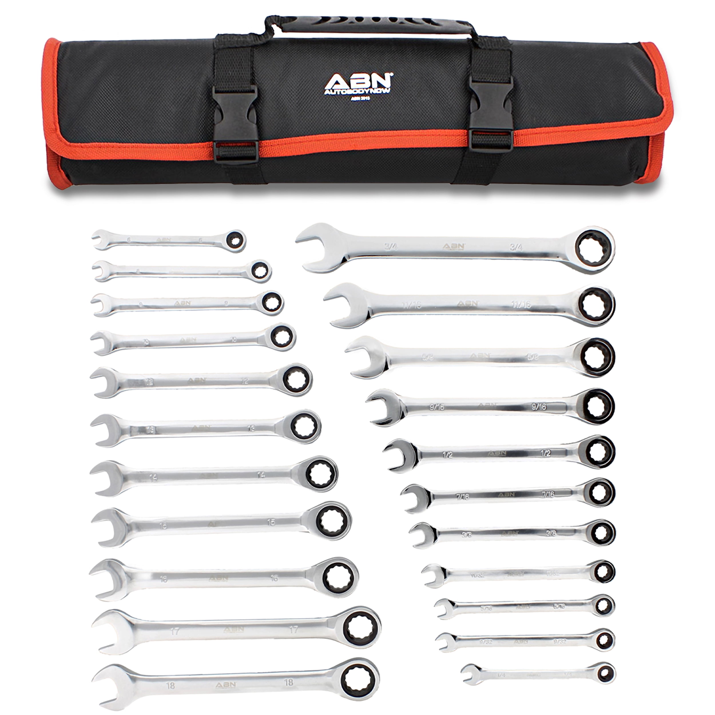 ABN Combo Ratchet Wrench Set SAE and Metric Sizes 22 Pc Ratcheting Wrench  Set