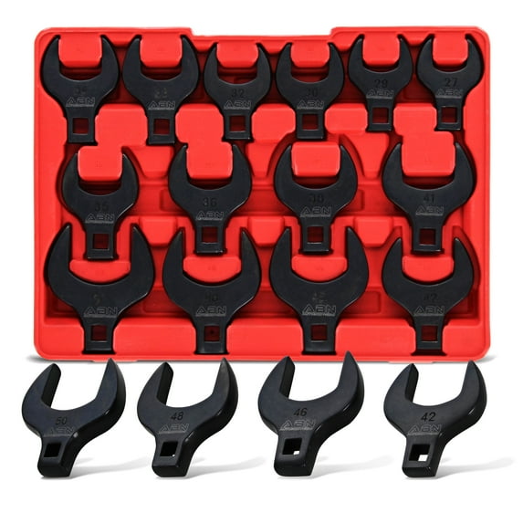 ABN Crows Foot 14pc Wrench Set Metric - Tight Offset Brake Line Wrenches