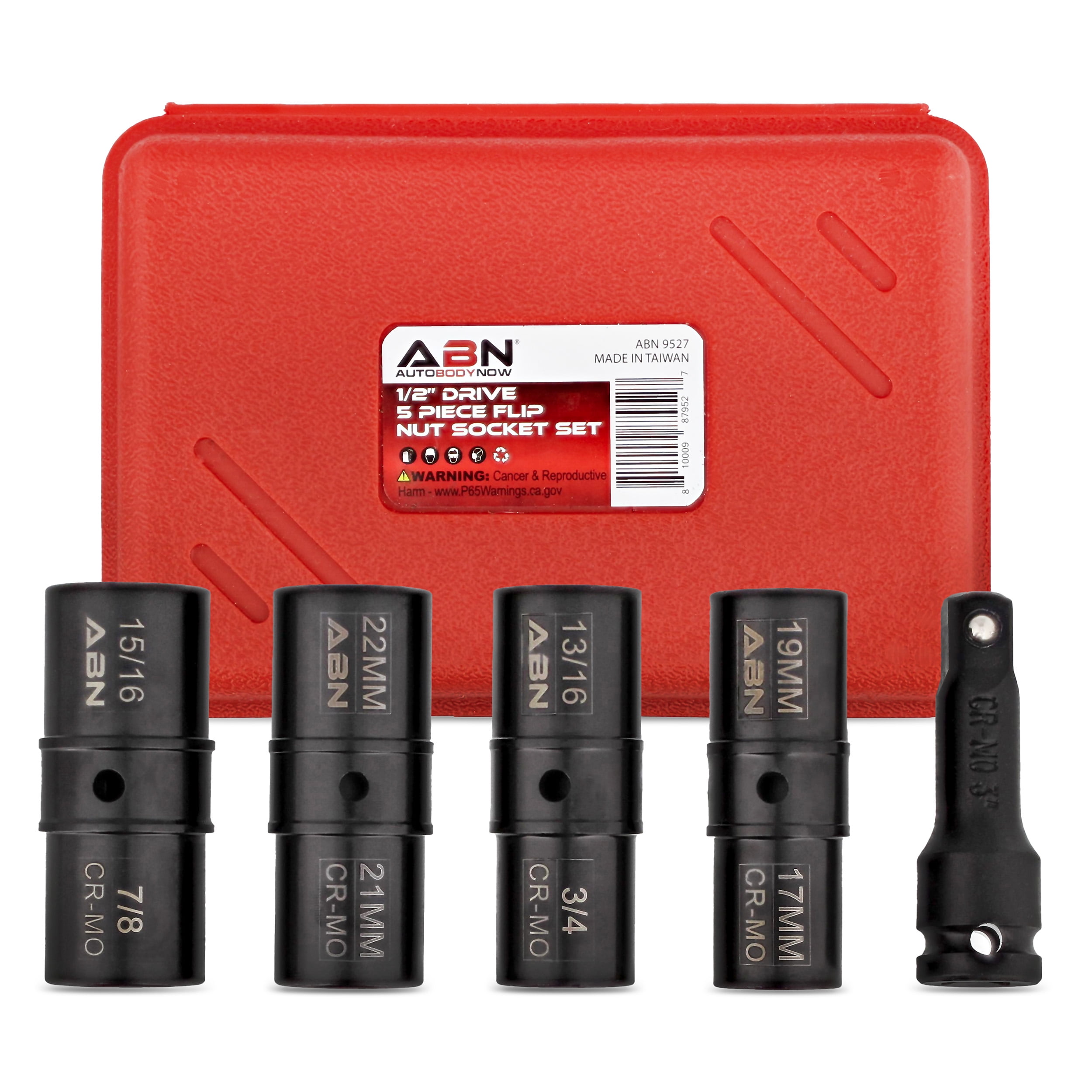 Nuth'N Nyce – Out The Gate ABN Double Side Lug Nut Socket Set, 5Pc - 1/2-Inch Drive