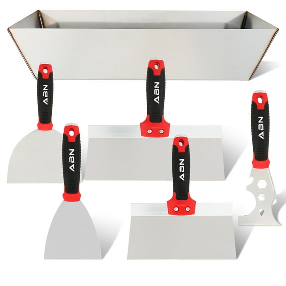 ABN Drywall Tools and Accessories Set - 6pc Putty Knife Set and Mud Pan