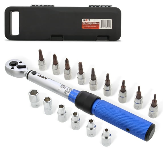 ABN Dual Direction Click Torque Wrench 1/4 Drive 40-200 in/lb (5-25 Nm) 16pc Set