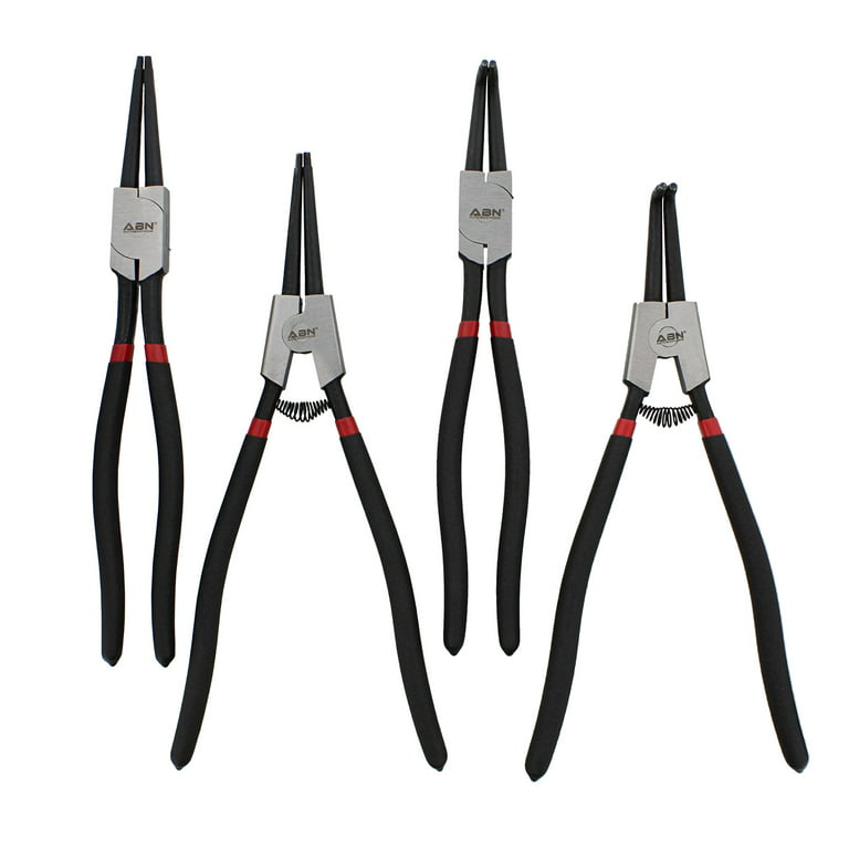 ABN Extra Long Snap Ring Pliers Set - 4pc Lock Ring Pliers with 4mm Tips 