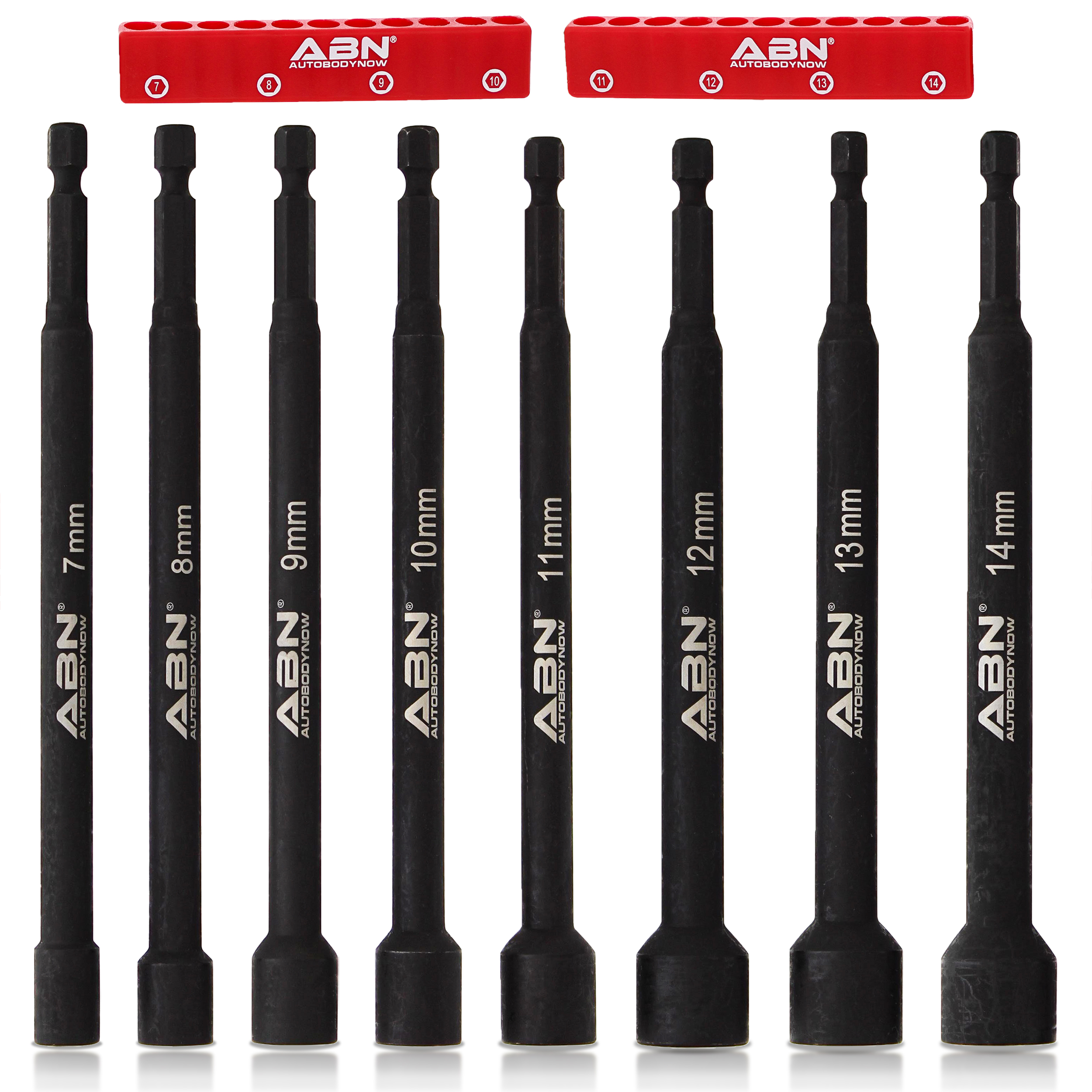ABN Impact Nut Driver Set 8pc Metric Extended Driver Bits Magnetic Tip  Sockets