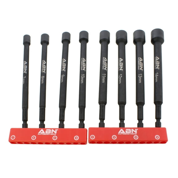 ABN Impact Nut Driver Set - 8pc Metric Extended Driver Bits Magnetic Tip Sockets