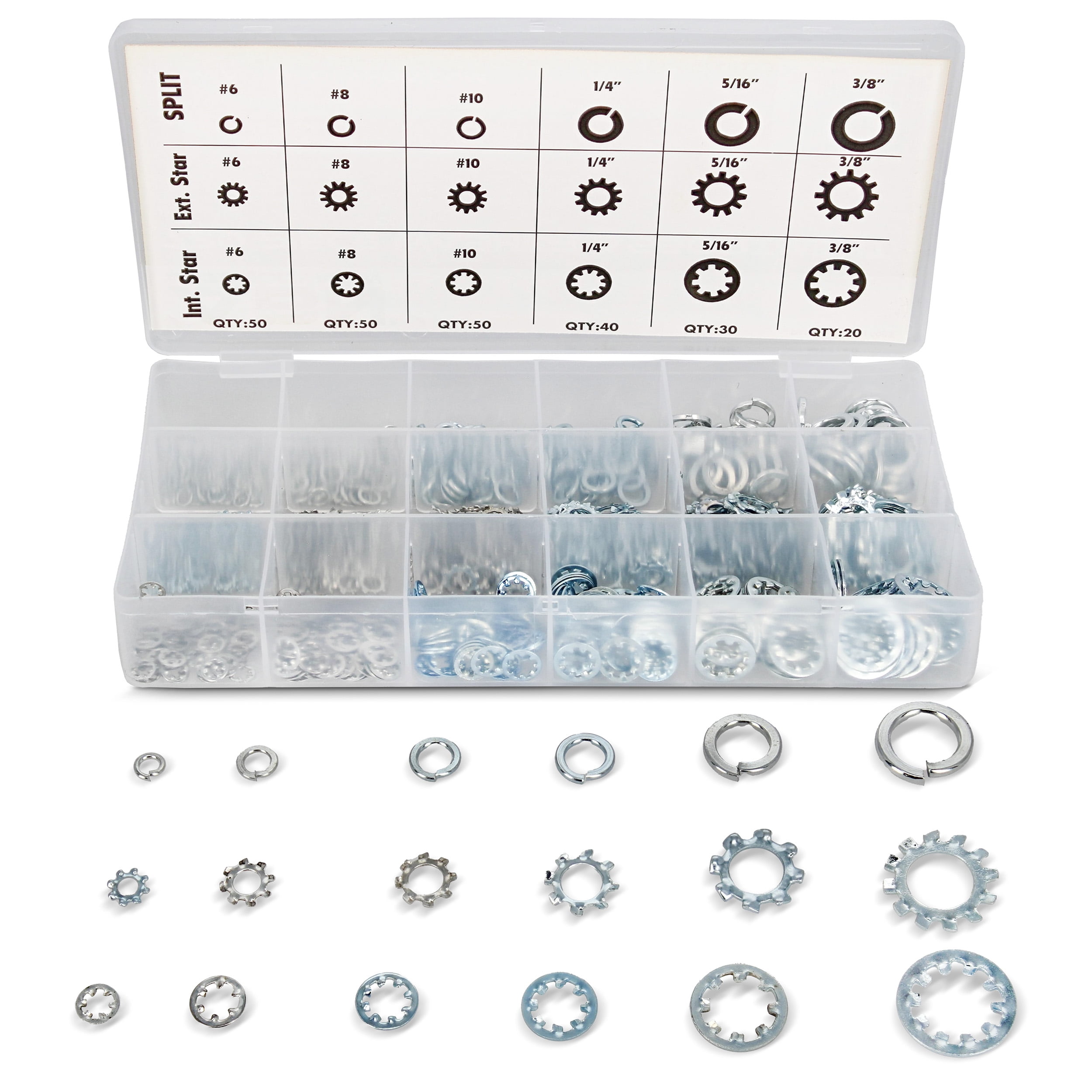 ABN Lock Washer 720-Piece Assortment Kit – Metric & SAE Star & Split ...