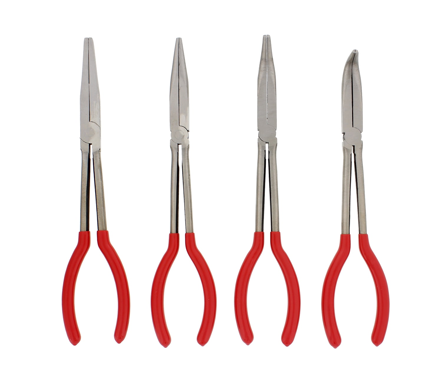 ABN Long Reach Pliers 4-Piece Set - Angled Curved Straight and Duckbill 