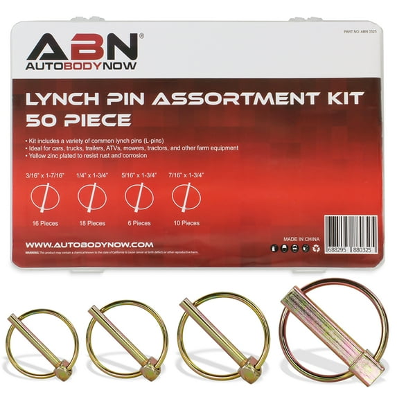ABN Lynch Pin 50-Piece L Pin Set – Boat Bike Tractor L-Pins Trailer Hitch Lock