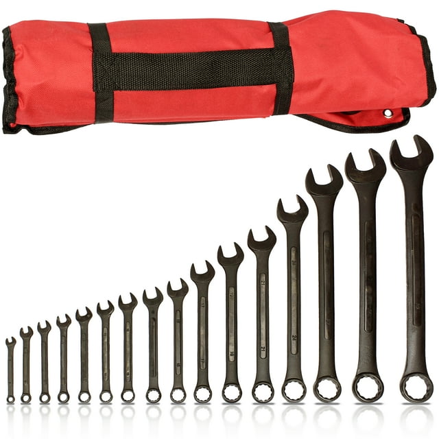 ABN Metric Wrench Set 16 Piece Combination Wrench Set Metric Wrench Roll