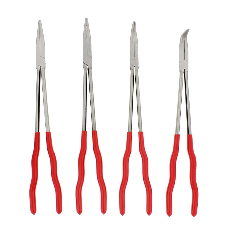 13-Inch Long Needle Nose Pliers Set – Straight & 45° Bent Tip, Double Rivet, Chrome Vanadium Steel