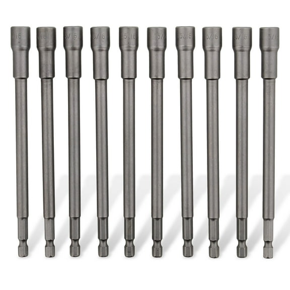 ABN Nut Driver Bit Set 5/16in Hex Nut 10pc Impact Driver Magnetic Nut Driver Set