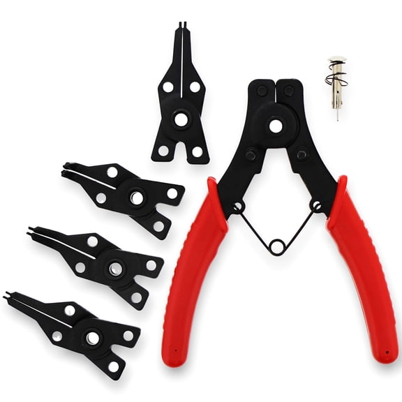 ABN | Snap Ring Pliers Set 5 Pc Interchangeable Jaw Head C Clip Pliers Set