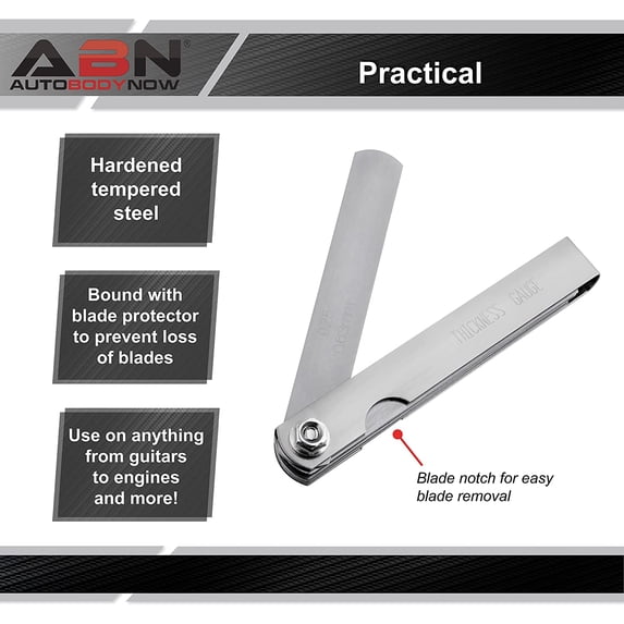 ABN Stainless Steel Feeler Gauge Set 1pk - 26pc SAE and Metric Thickness Gauge