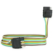 ABN Trailer Wire Extension, 4ft, 4-Way 4-Pin Plug Flat 20 Gauge – Hitch Light Trailer Wiring Harness Extender