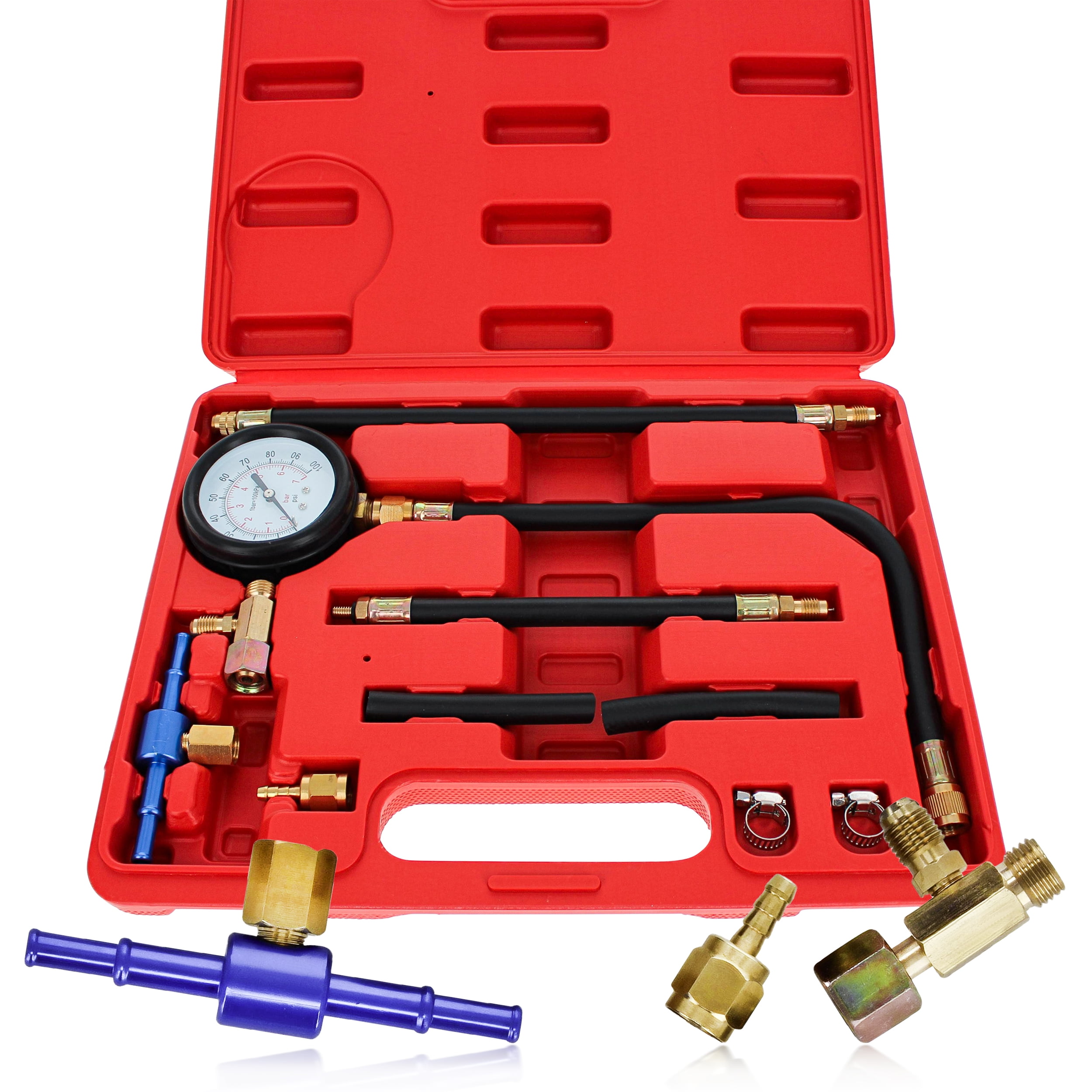 ABN Universal Fuel Injection Pressure Test Kit w/ IMPROVED Flex Hoses \u0026 Fittings