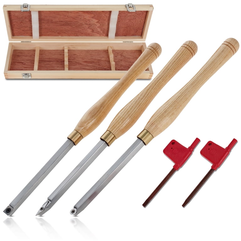 Simple Woodturning 4-Piece Carbide Lathe Tool Set With Handle - USA Made, Full Size