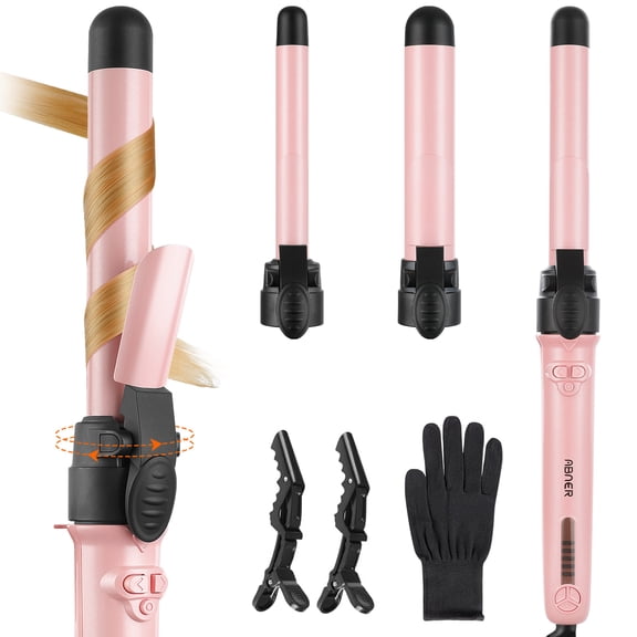 ABNER Rotating Curling Iron Set for Long Hair, Automatic Hair Curler with 3 Sizes Ceramic Barrel 0.75" 1" 1.25" to 430F with Home Button, Dual Voltage