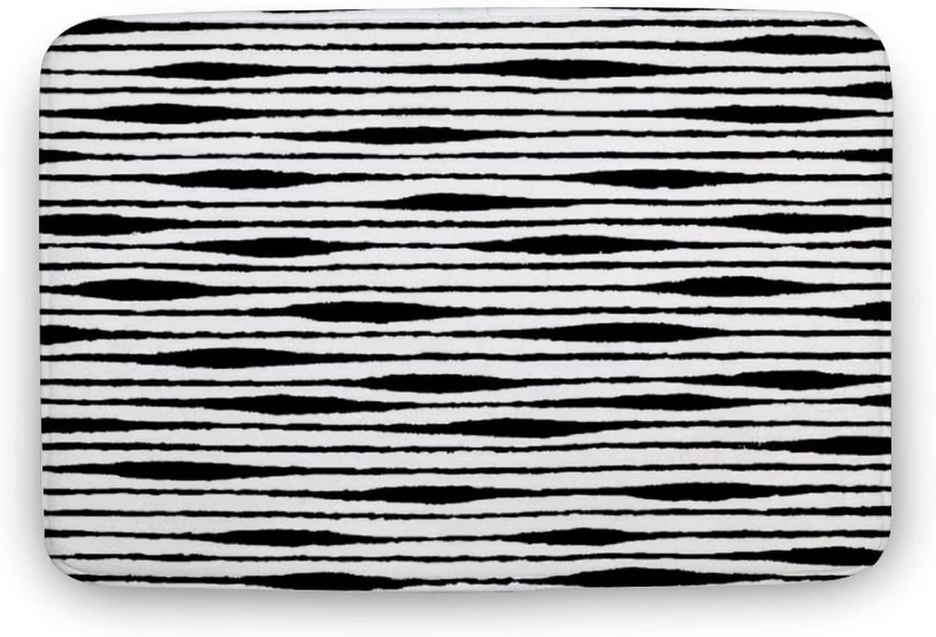 ABOAKRL Abstract Black and White Lines Bathroom Rugs Stripes Bath Mats ...