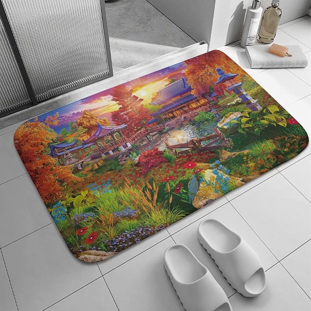 ABOAKRL Autumn Scene Bath Rugs Absorbent Non Slip Door Mats Soft Carpet