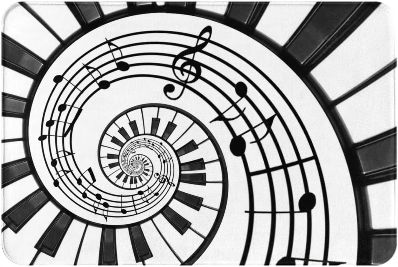 ABOAKRL Bath Rugs Watercolor Abstract Piano Keys Door Mat Outdoor Black