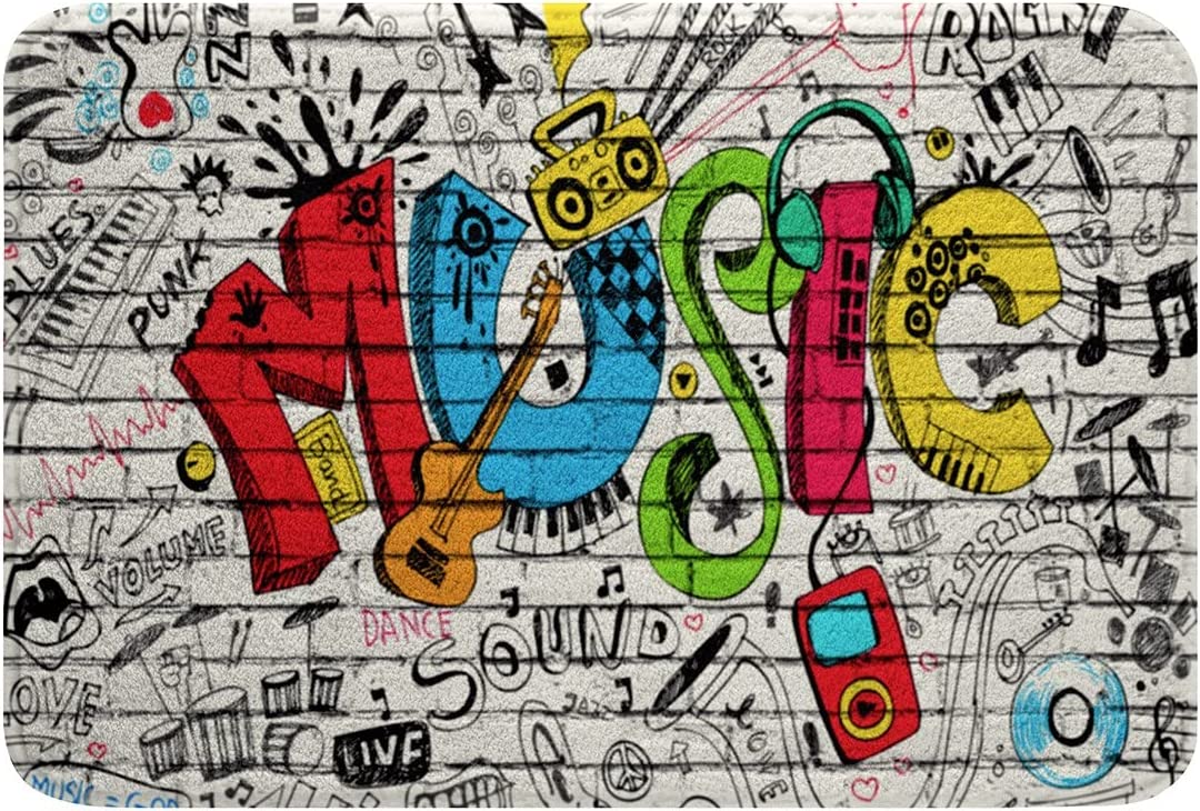 ABOAKRL Colorful Graffiti Bathroom Rug Mat,Street Art Wall Plush ...