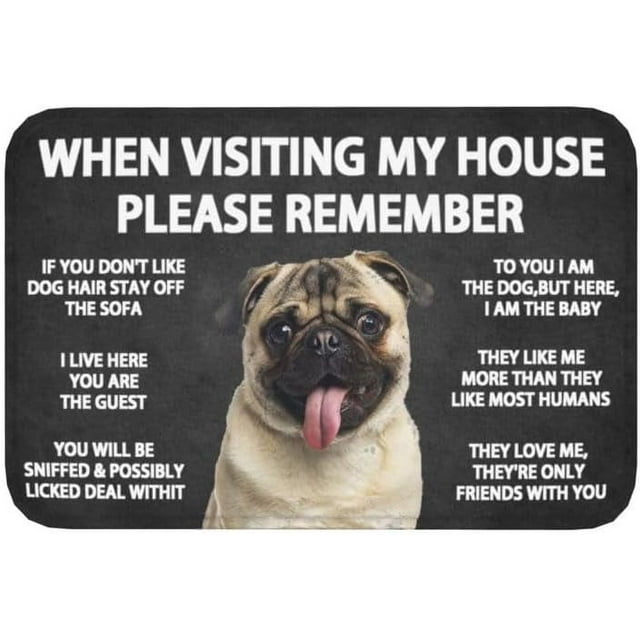 ABOAKRL Doormat for Indoor Outdoor Remember Pug Dogs Rules Doormat