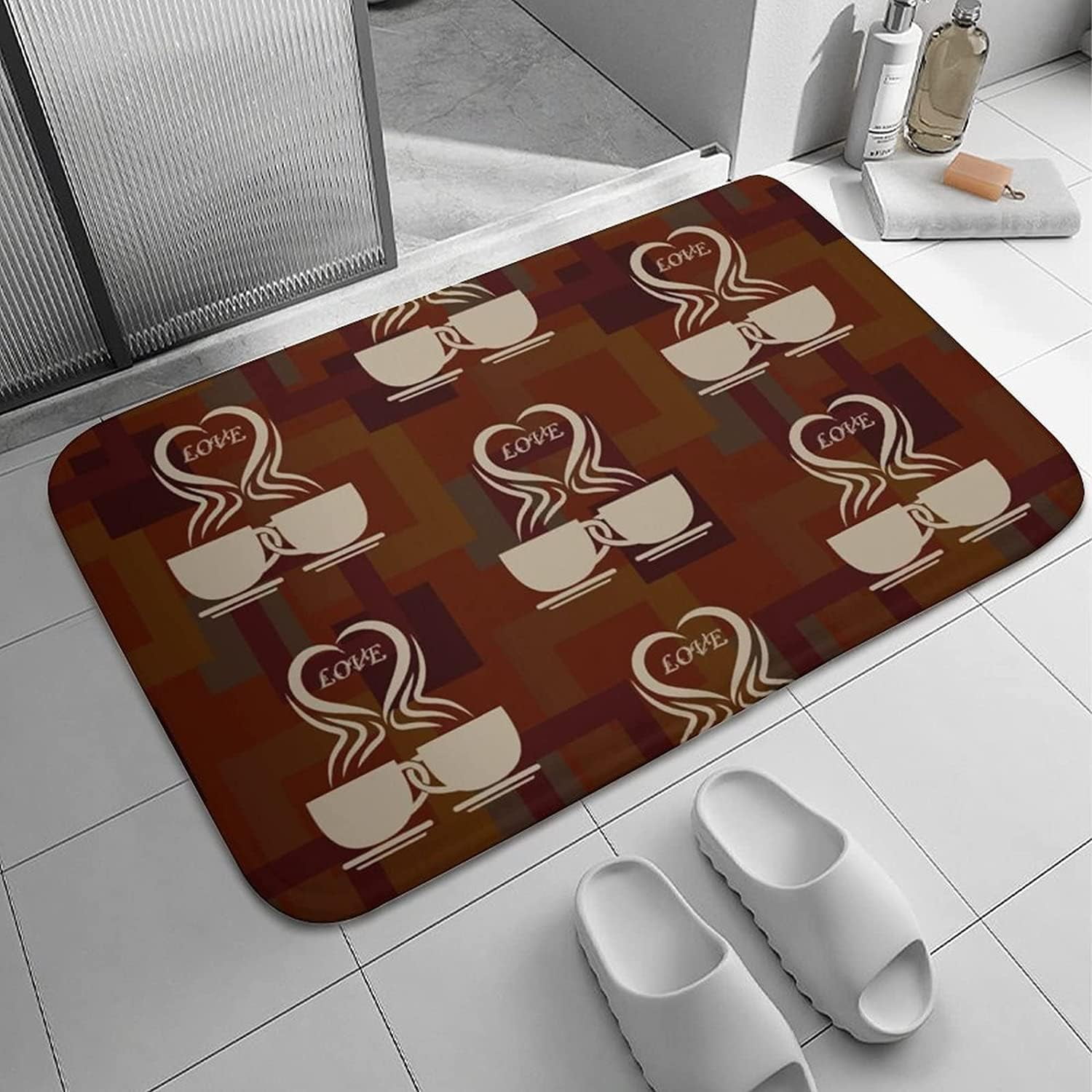 ABOAKRL Love Coffee Cafe Front Door Mat Outdoor Waterproof Durable