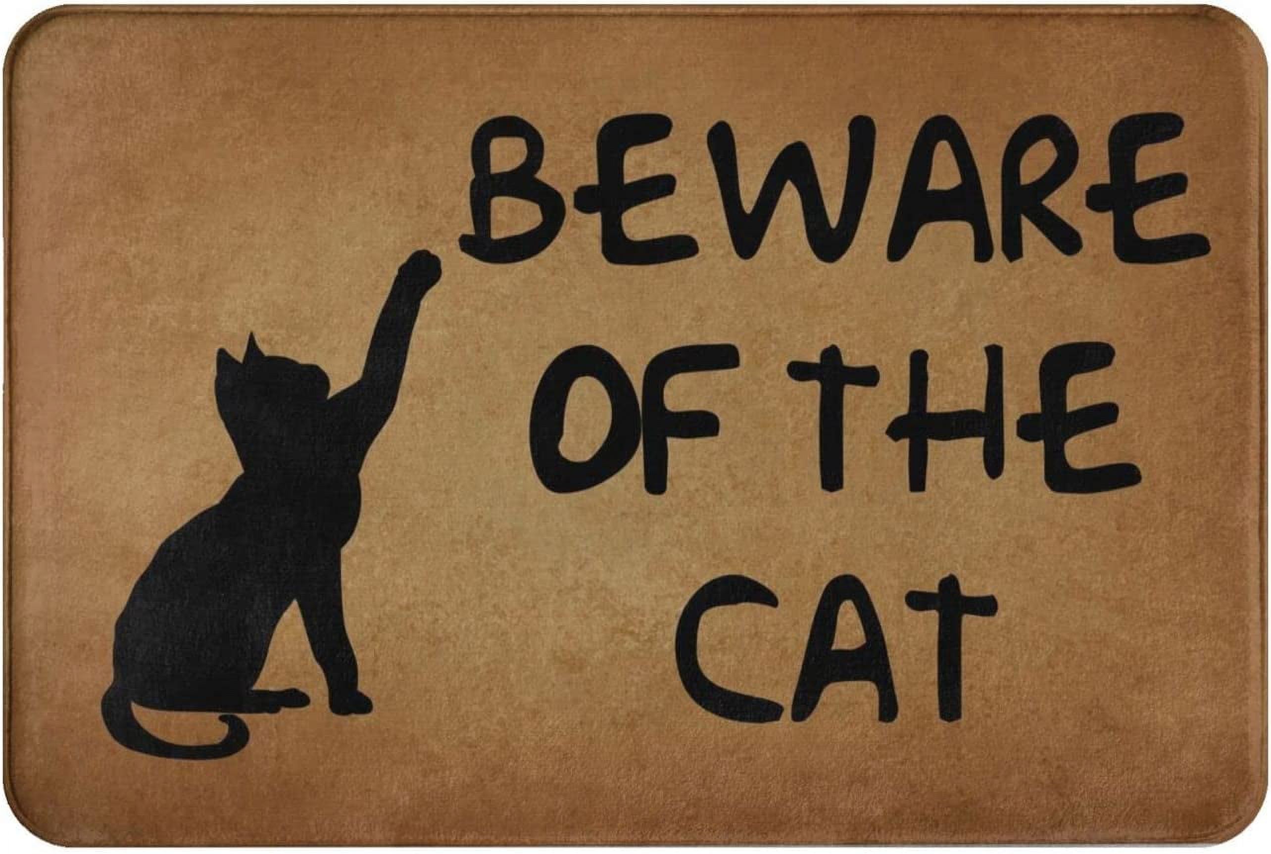 ABOAKRL Practical Doormat for Home Entrance Beware of The Cat Fun Floor