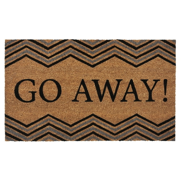 Printed Coir Mat, 18" L x 30" W, Rectangle, Go Away
