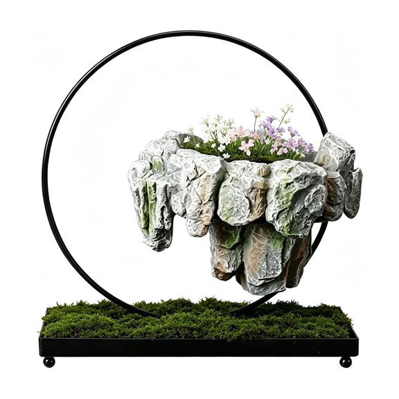 ABODELINE 1 Pack Magnetic Levitating Floating Planter with Rockery – Levitating Plant Pot, Futuristic Decor for Desk, Air Plant Holder for Home Office