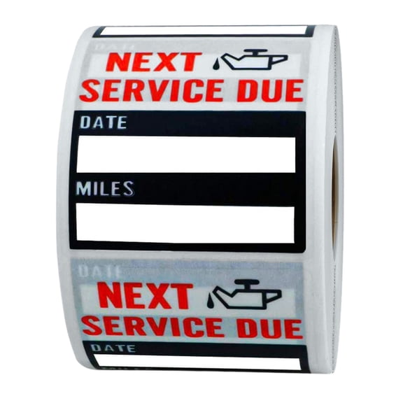 ABODELINE 100 Count Clear Oil Change Stickers, 2 X 2 Inches Removable Auto Maintenance Next Service Due Reminder Labels in Roll with Perforation Line