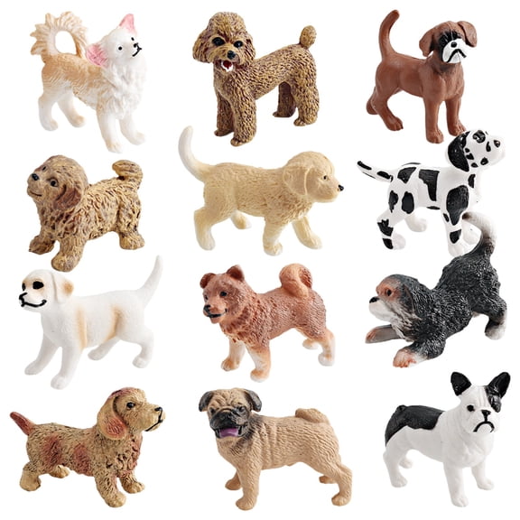 ABODELINE 12PCS Mini Dog Figures,Resin Dollhouse Animal Figure for Dashboard Decorations,Office Home Desk Decorations,Car Ornament Interior Decors Rearview Mirror Funny Gifts