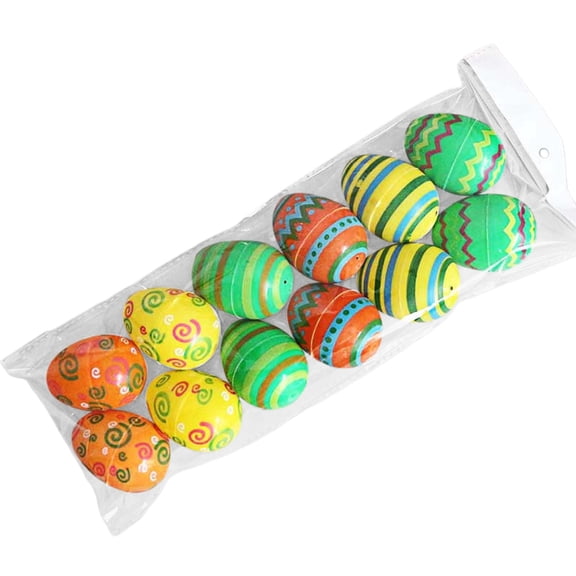 ABODELINE 12Pcs Plastic Easter Eggs 2.3Inch Printed Plastic Eggs Colorful, Fillable Empty Eggs Bulks for Easter Themed Hunt Basket Stuffers Fillers Filling Treats Party Favor Classroom Prize Supplies