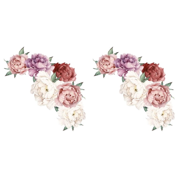 ABODELINE 2 Pack Peony Flowers Wall Sticker 3D Floral Decals, Peel and Stick Waterproof PVC Rose Flowers Wallpaper Decor, DIY Wall Art Mural for Home Bedroom Nursery Kitchen Bathroom Decoration