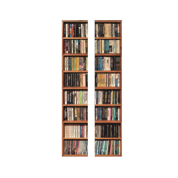 ABODELINE 2PCS Vintage Book Shelf Antique Peel and Stick Door Stickers Vinyl Mural Decals Decor Modern Wallpaper Self-Adhesive, Waterproof, Removable