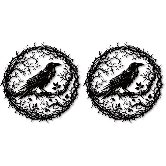 ABODELINE 2Pack 11.81'' Black Crow Metal Wall Art Metal Raven Wall Art Crow Silhouette Metal Wall Decor Custom Crow Metal Sign for Farmhouse Cabin Home Decor