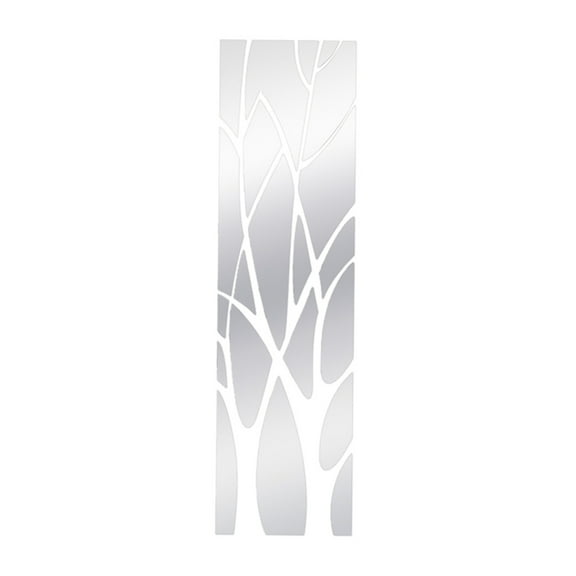ABODELINE 3D Big Tree Mirror Wall Sticker Acrylic Home Art Decals Removable Wallpaper Mural Stickers Self-Adhesive Branches Combo DIY Decoration for Living Room Bedroom Bathroom Office, Silver