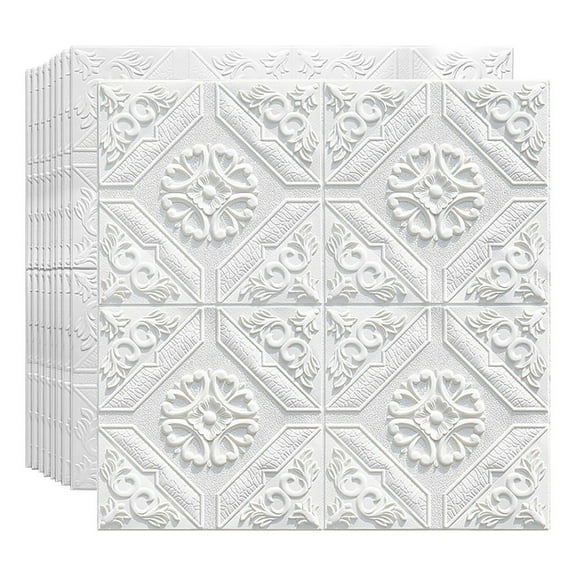 ABODELINE 3D Wallpaper, 3 Pieces 27.55 x 27.55in Peel and Stick Self-Adhesive Wall Panelfor Ceiling Bedroom Home Livingroom Background, White
