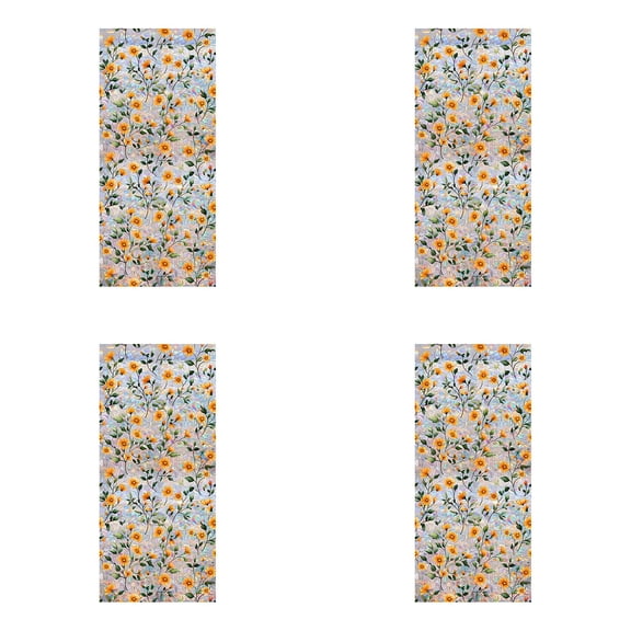 ABODELINE 4Pcs Window Privacy Film 3D Stained Glass Decals - Non-Adhesive Reusable Heat Blocking Window Clings, Green Leaf Design Decorative Film for Home Office Doors Windows(Leaf, 71 X 157 in)