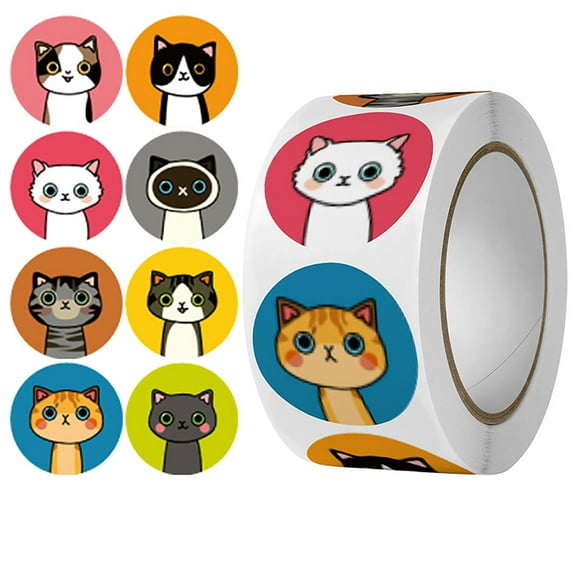 ABODELINE 500 Pcs Animal Stickers Decal for Kids, 1 Rolls Cute Sticker Round Reward Stickers Incentives Animal Sticker Roll for Scrapbook Journal Decor Wild Birthday Classroom Teacher Supplies