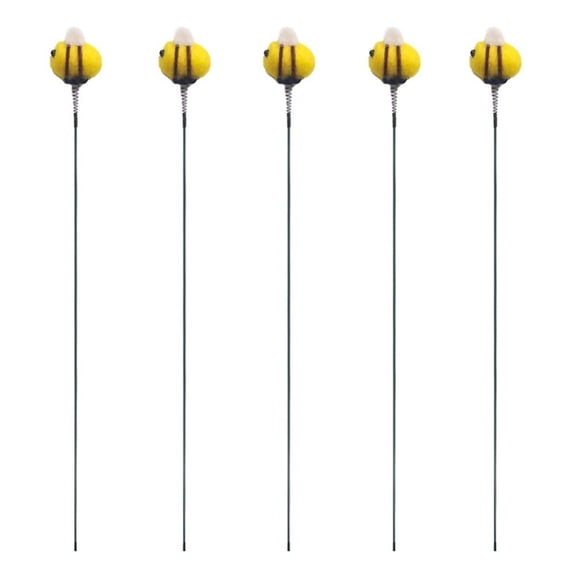 ABODELINE 5PCS Bee Garden Stakes Decor Small Bees Yard Decor Garden Stakes Honey Bee Decors Spring Summer Imitation Wool Bumble Bees Gardens Stake for Lawn Corridor Plant Pot Pathway Flower Bed