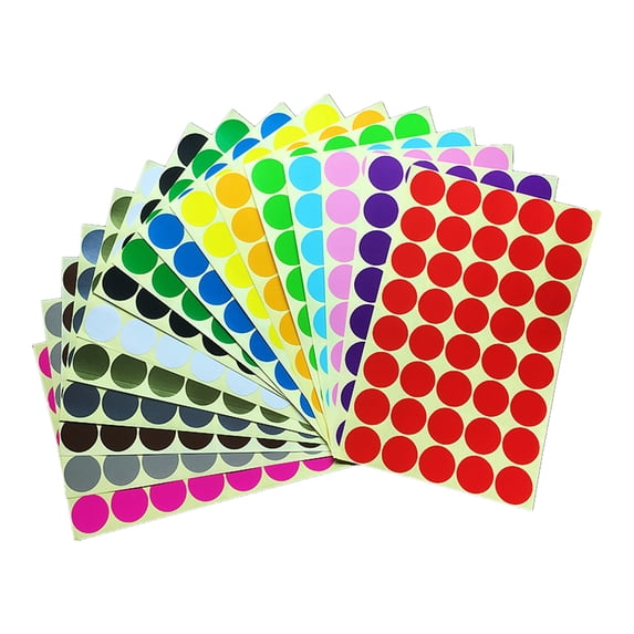 ABODELINE 640 PCS Colored Dot Stickers Round Color Coding Labels Polka Circle Dot Label Sticker for Office, Classroom, Yard Sale, Garage Sale(16 Colors, 1 inches)
