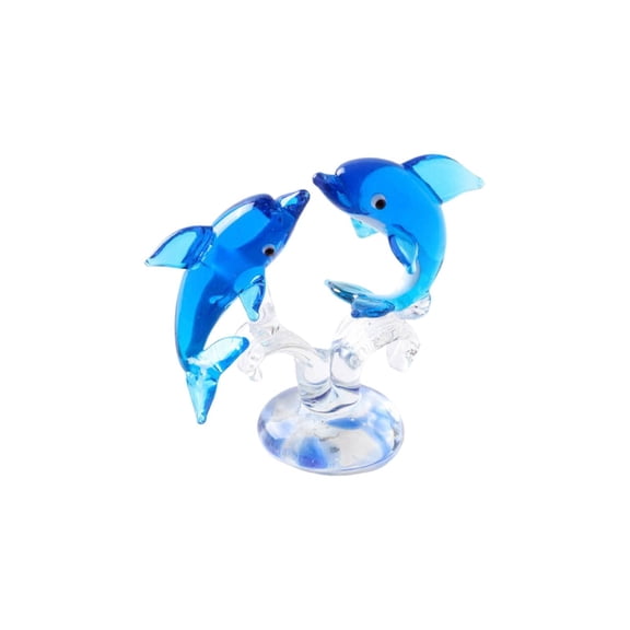 ABODELINE Blown Glass Dolphins Figurines Crystal Handmade Glass Dolphin Figurines Collectibles, Sea Animal Sculpture Statue, Home Desk Decoration Ornaments Gift for Women, Dollhouse Miniatures