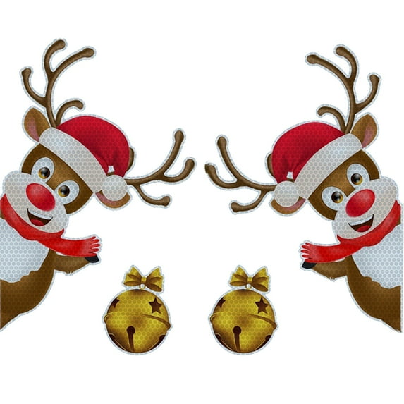 ABODELINE Christmas Magnets Decor Reflective Car Decorations Xmas Magnetic Stickers Christmas Garage Door Decals Light Bulb Santa for Car Garage Door Refrigerator Holiday Party Decor(Reindeer,25 Pcs)