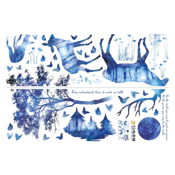 ABODELINE Christmas Window Clings 2 Sheets, Winter Wonderland Snow Deer Elk Stickers Decals Decor, Xmas Tree Snowflakes Reindeer Holiday Home Kitchen Decorations