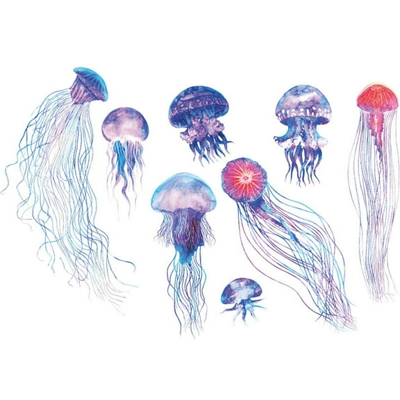 ABODELINE Colorful Beautiful Separate Jellyfishes Wall Decal Nursery Sea Animal Marine Organism Wall Sticker Removable Peel and Stick Waterproof Wall Art Decor Stickers for Kids Baby Classroom Living