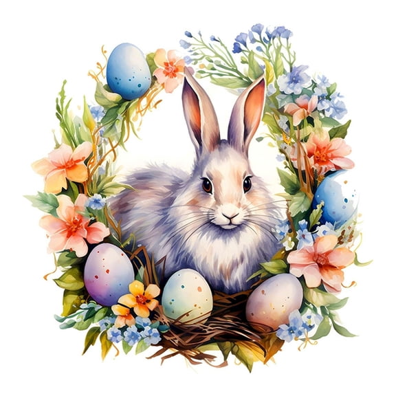 ABODELINE Cute Bunny Wall Decals Peel and Stick Wall Decor for Nursery Living Room Easter Eggs Rabbit Floral Spring Wall Stickers Removable Animal Art Murals for Bedroom