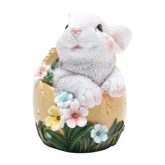 ABODELINE Easter Bunny Figurines - Hand Painted Resin Rabbits with Spring-Themed Carrot and Easter Egg, Farmhouse Cute Bunny Decor for Holiday, Home, Tabletop, and Gift - 5" Tall