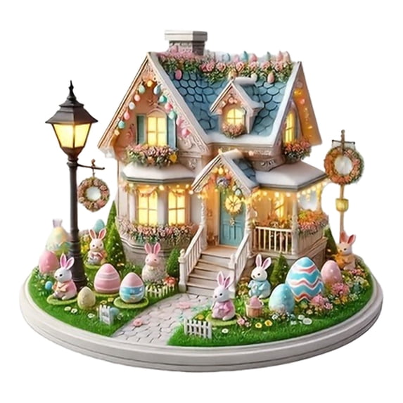 ABODELINE Easter Egg Bunny Figurine, Embossed Resin Decorative Egg Shaped Bunny Decor with Purple Gem, Spring Rabbit Statue Gifts Indoor Tabletop Centerpiece Mantel Shelf Desk Home Decorations