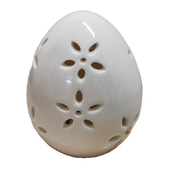 ABODELINE Easter Egg White Egg LED Lights Lamp for Party Favors, Resin Egg with Flower Hollowed Easter Home Decor Table Centerpiece Mantels Rabbit Bunny Accessories Ornament