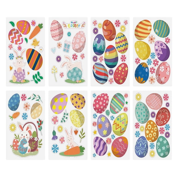 ABODELINE Easter Egg Window Clings,Easter Window Clings for Glass Windows,Double Sided Holiday Spring Window Clings Sticker Decal Easter Window Decorations for Home Office Classroom Party Kids Gift